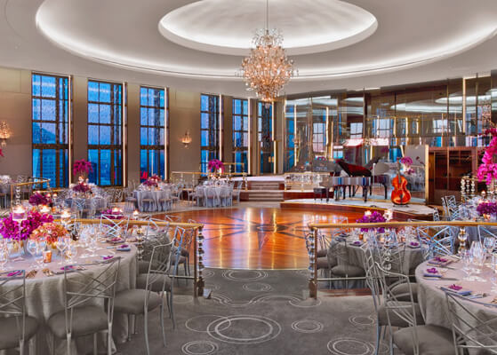 Inside view of the elaborate Rainbow Room in New York City