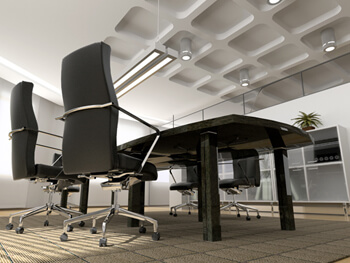 Office setting with chairs and desk